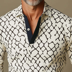 Men's Business Casual Slim Fit Long Sleeve Polo Shirt