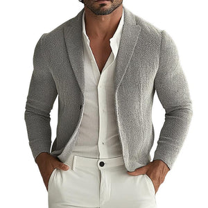 Men's Casual Retro Trend Solid Color Slim Lapel Jacket