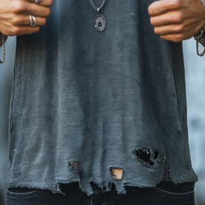 Herren-Tanktop mit Rundhalsausschnitt und Lochmuster im Retro-Look