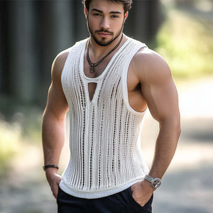 Bequemes Sommer-Basics-Tanktop für Herren im klassischen Strick-Stil