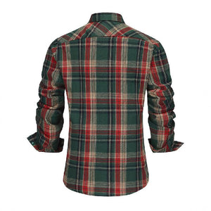 Men's Retro Casual Christmas Plaid Lapel Long Sleeve Shirt