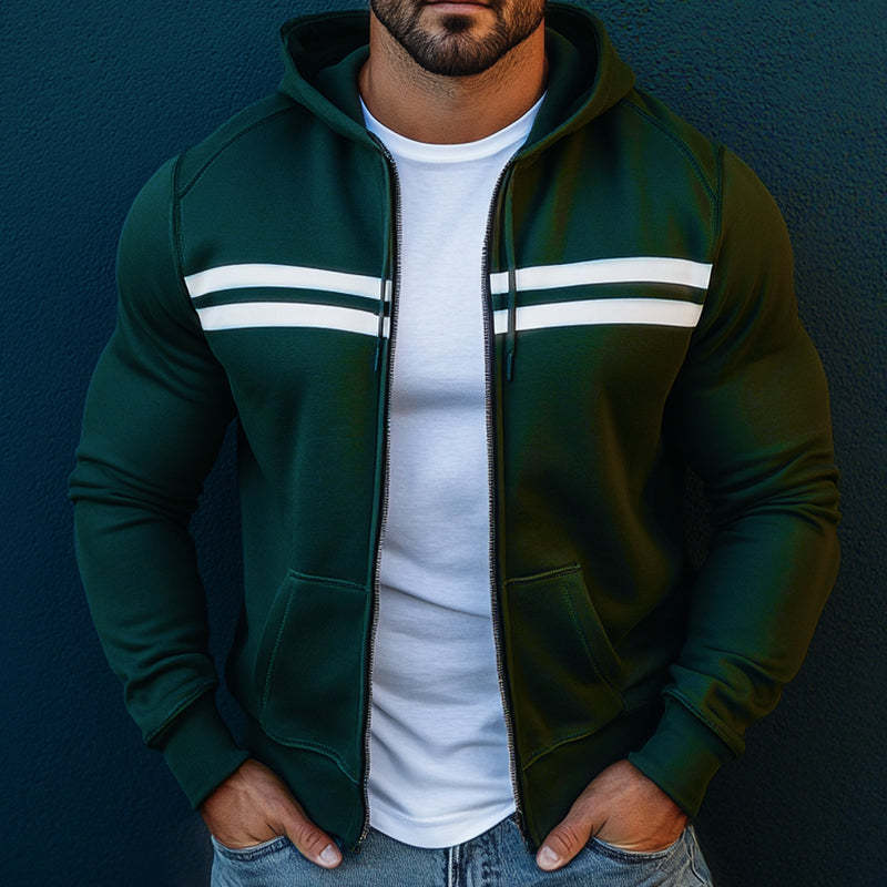 Herren Retro Casual Colorblock Sport Kapuzenjacke