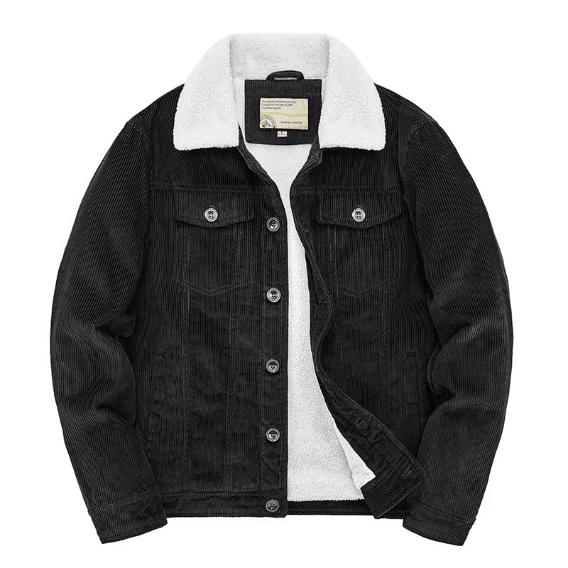 CORDUROY COLLAR COTTON JACKET SHORT WITH THICK VELVET COAT