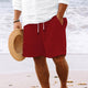 Men's Cotton And Linen Striped Beach Drawstring Shorts