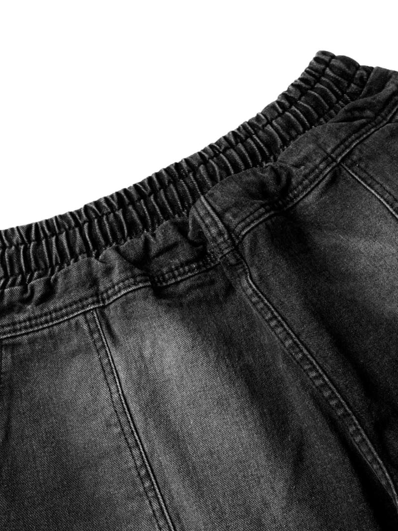 Washed Distressed Deconstructed Split Drawstring Jeans