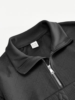 CASUAL HERREN JACQUARD KRAGEN HOODIE HERREN CASUAL HALB REISSVERSCHLUSS LOSE TOP