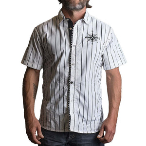 Men's Compass Print Striped Shirt