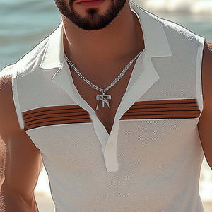 Herren Sommermode Polokragen Strukturiertes Tanktop