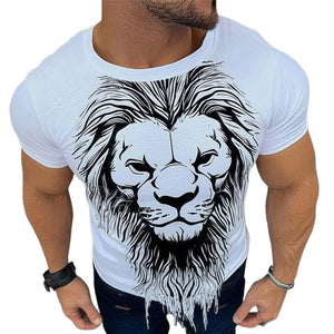 Herren Sommermode Kurzarm-T-Shirt mit Tiger-Print