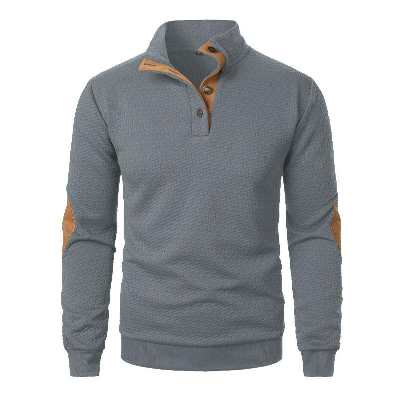 Lässiges Jacquard-Sweatshirt mit Stehkragen und Colorblock für Herren