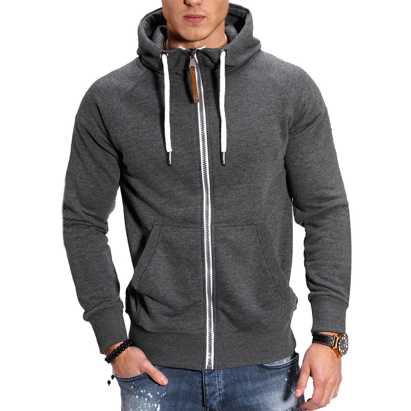 COLOR BLOCKED FITNESS SPORTS MEN'S HOODIE CASUAL FASHION CONTRASTING RAGLAN SLEEVE CARDIGAN TOP