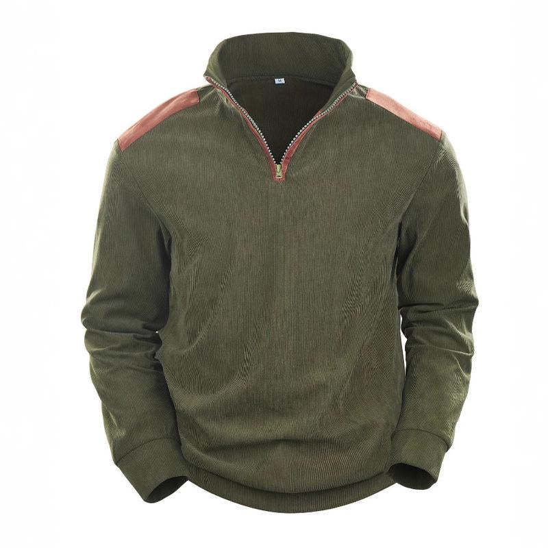 Herren-Sweatshirt mit Vintage-Patchwork und Stehkragen