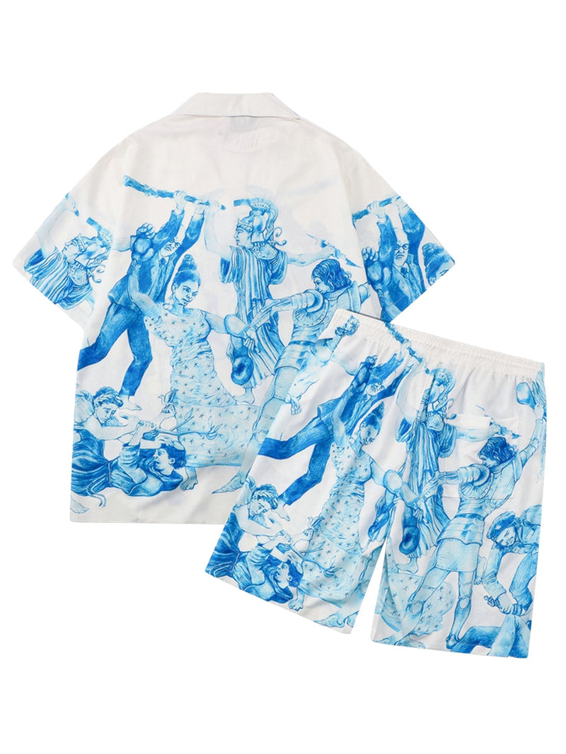 Rebels Printed Rap Beach Shirts Short Sets