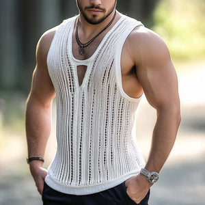 Bequemes Sommer-Basics-Tanktop für Herren im klassischen Strick-Stil
