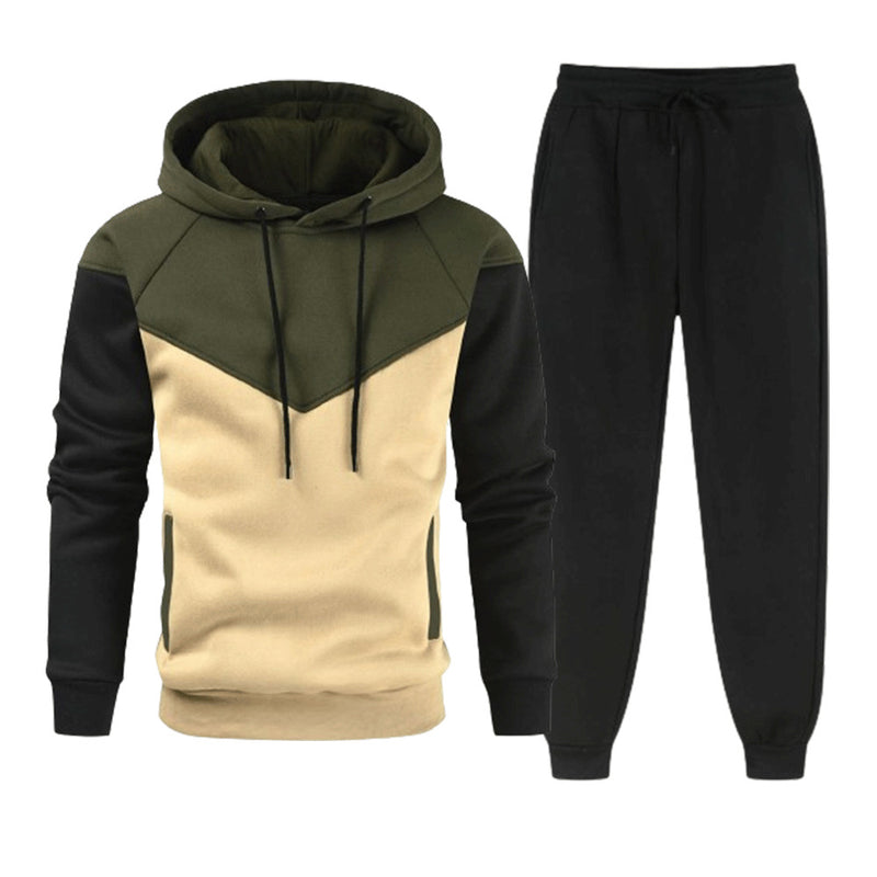 MEN'S COLOR BLOCKED FASHION HOODIE SET MEN'S CASUAL SPORTS SET