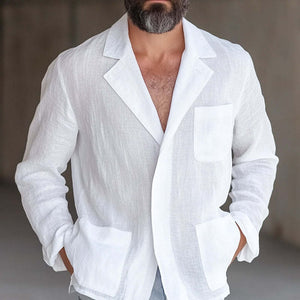 Lockerer, dünner Blazer aus Baumwolle und Leinen für Herren