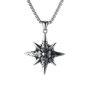 Vintage Casual Octagonal Star Cross Necklace