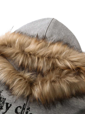 Strickjacke im Wasteland-Stil mit Reißverschluss und Pelzkapuze 