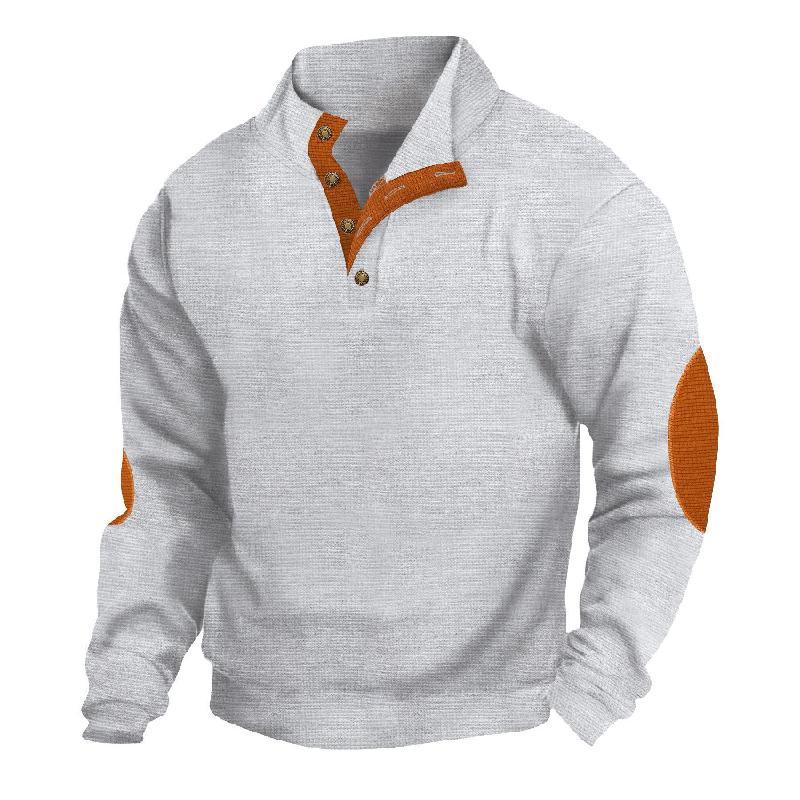 Lässiges Outdoor-Sweatshirt mit Stehkragen und Waffelmuster für Herren