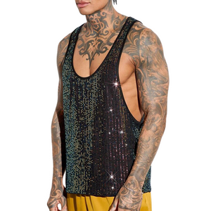 Herren-Tanktop mit Pailletten und Rundhalsausschnitt
