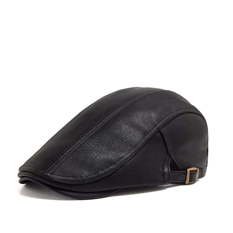 Herren Vintage Casual Leder Baskenmütze
