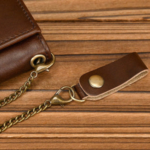 Dreifach gefaltete Herren-Geldbörse aus echtem Leder im Vintage-Stil 