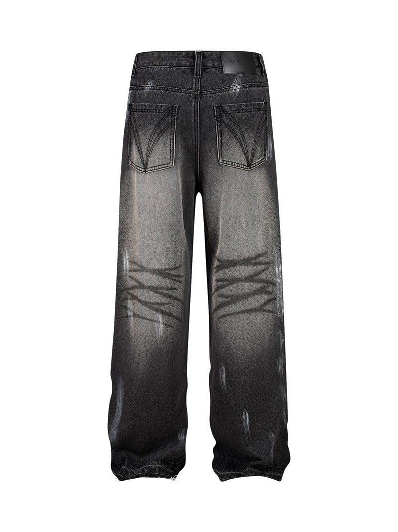 High Street Hip Hop Distressed Washed Jeans