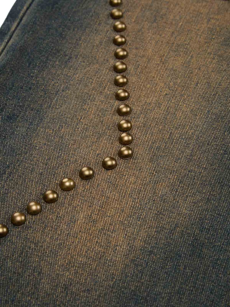 Star Rivet Washed Baggy Jeans