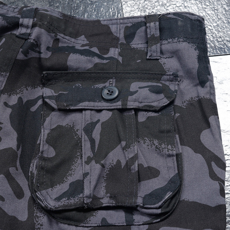 CAMO LOOSE COTTON MULTI POCKET WORK CARGO SHORTS