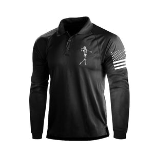 Langärmliges Poloshirt mit Totenkopf-Print und Raglanärmeln