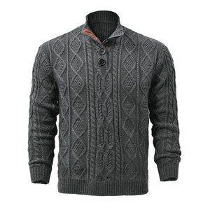 Herren-Strickpullover mit Zopfmuster und Stehkragen im Vintage-Stil
