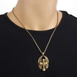 Vintage Casual Cross Wings Necklace