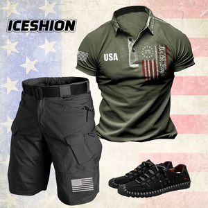 1776 Poloshirt mit Raglan-Grafik und USA-Flaggendruck