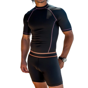 Herren Retro Casual Rundhals T-Shirt Bademode Zweiteiliges Set