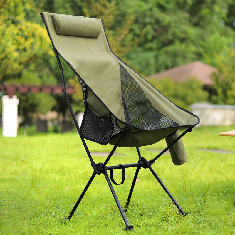 OUTDOOR ULTRA LIGHT ALUMINUM ALLOY FOLDING CHAIR PORTABLE ELEVATED SPACE CHAIR BACKREST CHAIR FISHING LEISURE BREATHABLE MOON CHAIR