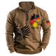 Men's Vintage Tag Der Deutschen Einheit German Flag Eagle Quarter-Zip Stand Collar Long Sleeve Sweatshirt