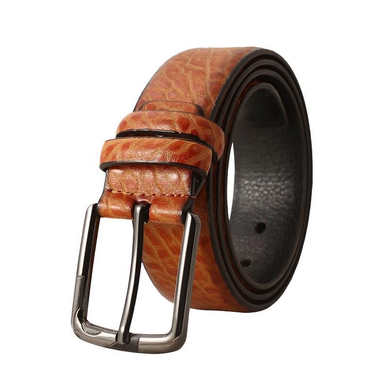 Herren Retro Casual Vielseitiger High-End-Ledergürtel mit Dornschließe