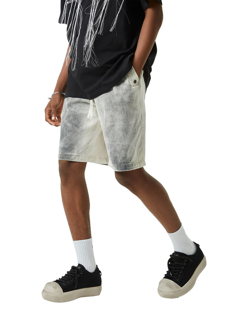 Spray-painted Woodcut Hip-Hop Shorts