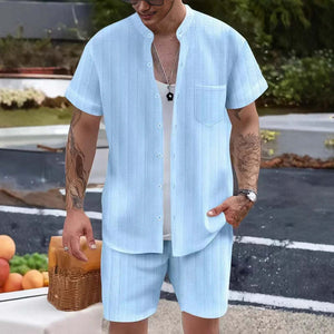 Men's Casual Resort Short Sleeve Shorts Two-piece Set