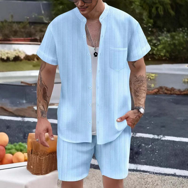 Lässiges Resort-Set mit Kurzarm-Shorts für Herren, zweiteilig