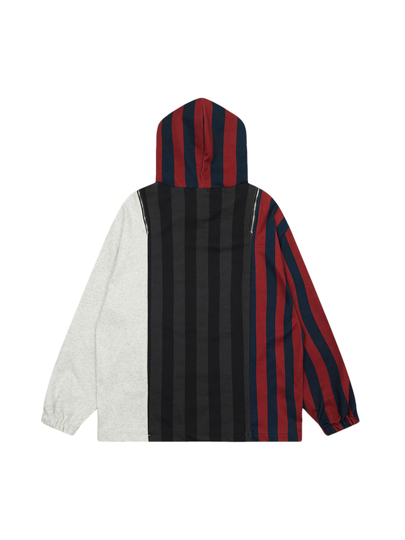 Vertical Striped Drop Shoulder Pullover Hoodie