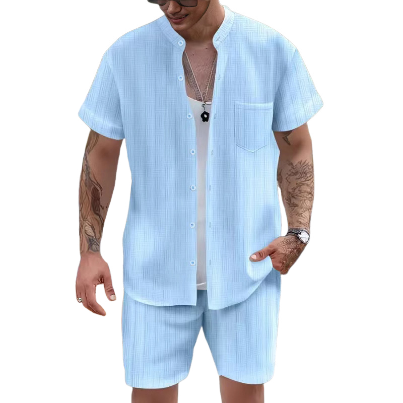 Lässiges Resort-Set mit Kurzarm-Shorts für Herren, zweiteilig
