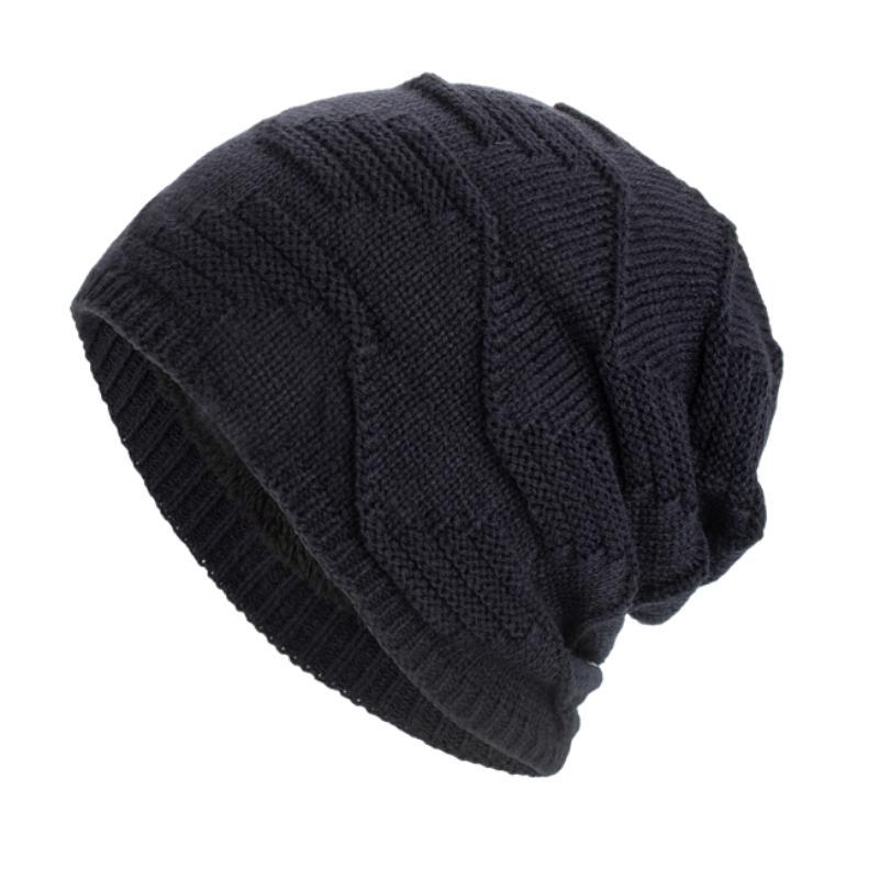 Warme Vintage-Strickmütze mit Plüschfutter für Herren