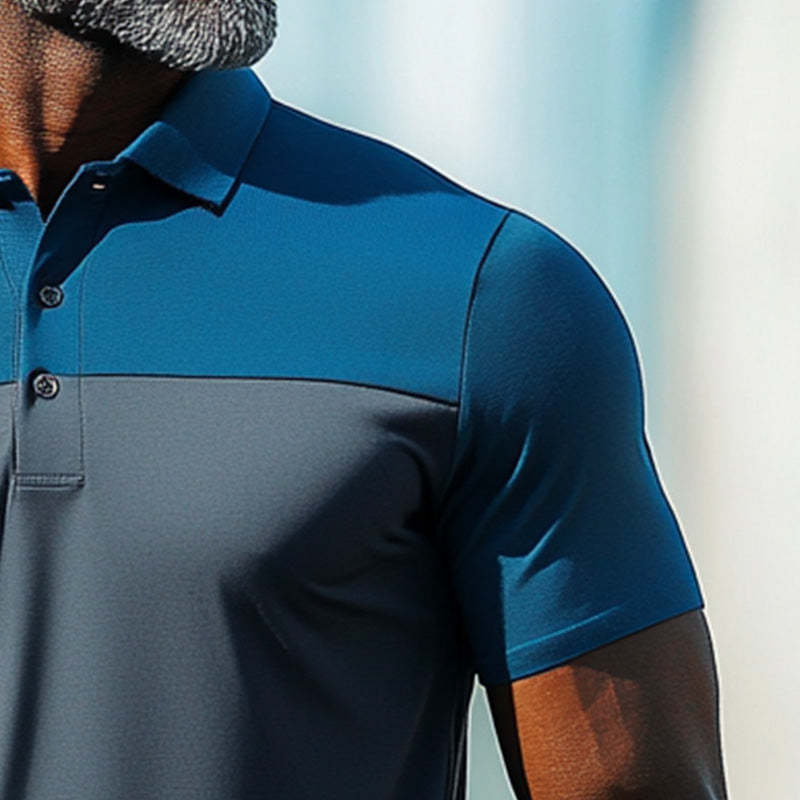 Atmungsaktives, schnell trocknendes Sport-Poloshirt mit Patchwork-Muster für Herren