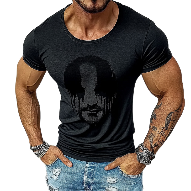 Men's Casual Printed Round Neck Short Sleeve T-Shirt