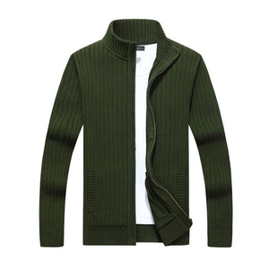 Lässiger Herren-Strickcardigan mit Stehkragen und Reißverschluss und schmaler Passform