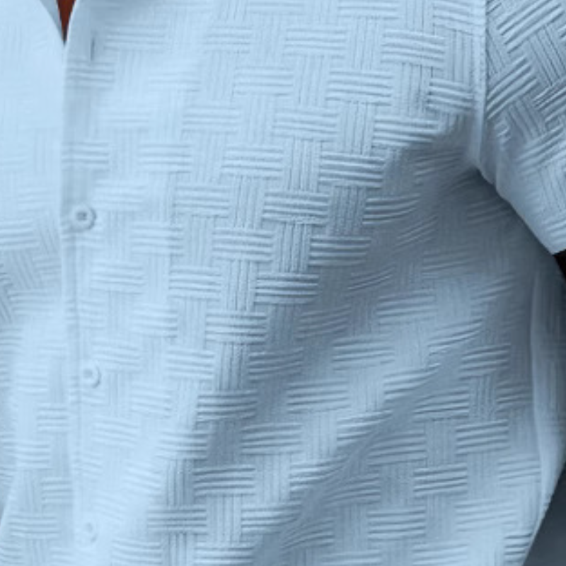 Men's Retro Contrast Jacquard Lapel Slim Short Sleeve Shirt