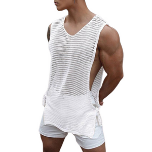Men's Casual Round Neck Hollow Breathable Knitted Tank Top