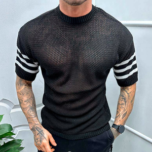 Men's Casual Fashion Round Neck Knitted Back Short-sleeved T-shirt