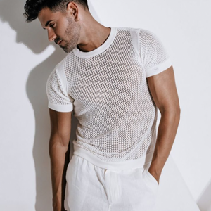 Herren Frühling und Sommer Modisches Casual Slim Fit Gestricktes Kurzarm-T-Shirt